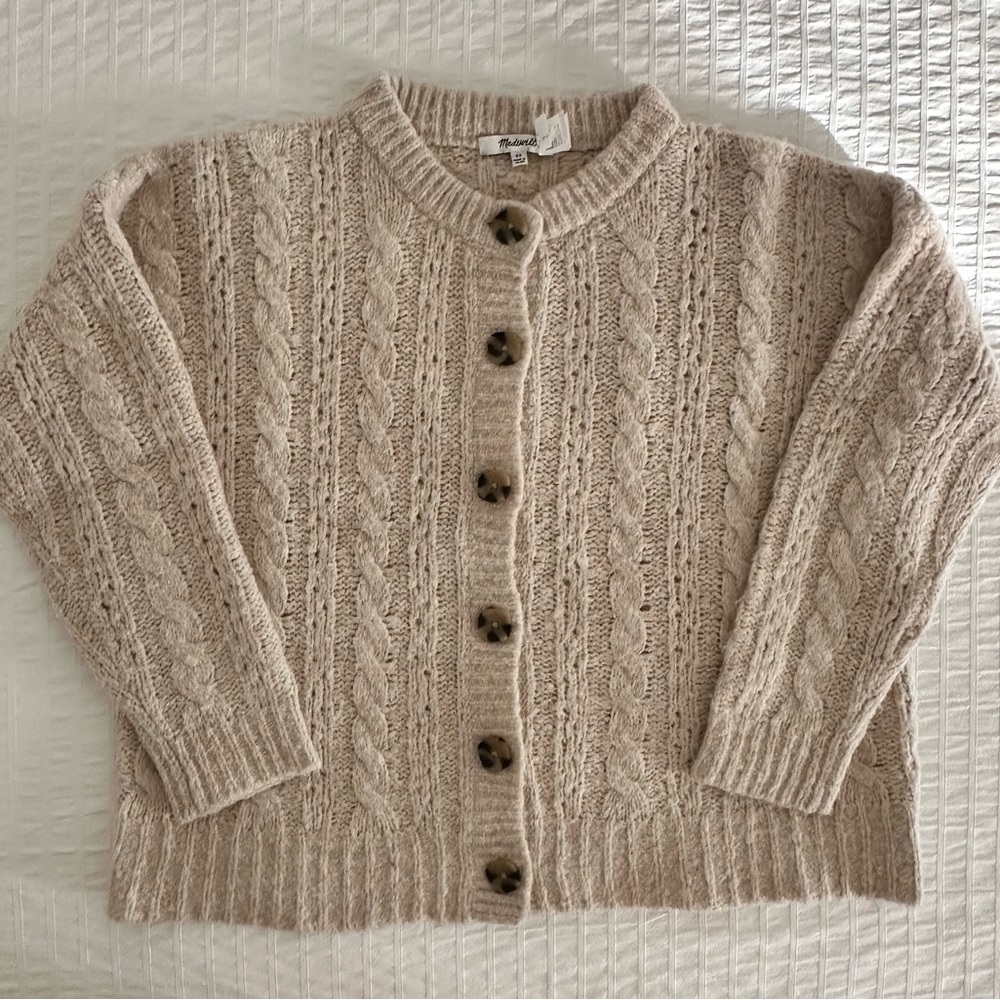 Madewell Pointelle Cable Cardigan Sweater